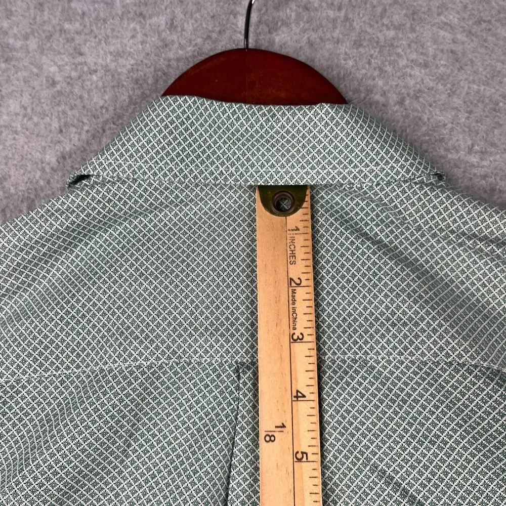 Banana Republic Non Iron Slim Shirt Green Diamond Print Button Up Long Sleeve L